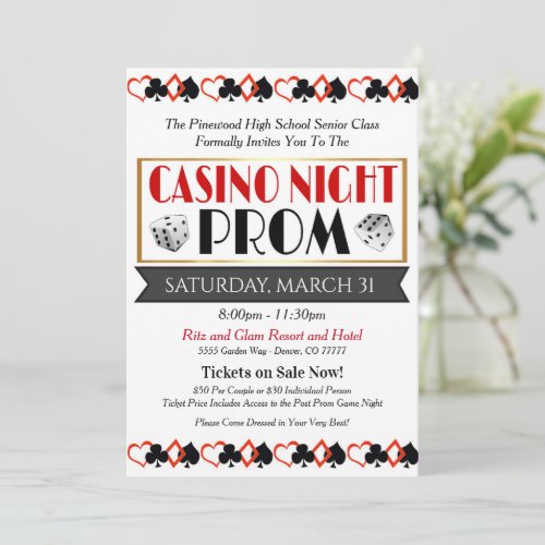 Casino Night Prom Dance Invitation