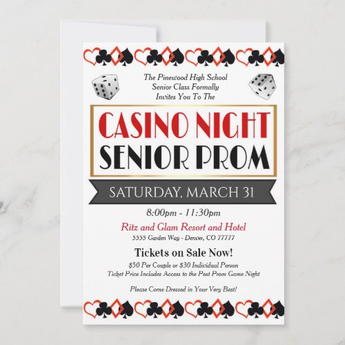 Casino Night Prom Dance Invitation