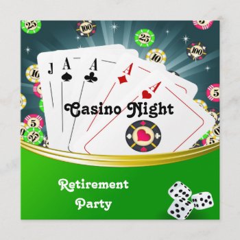 Casino Night Retirement Party Invitations by uniqueprints at Zazzle