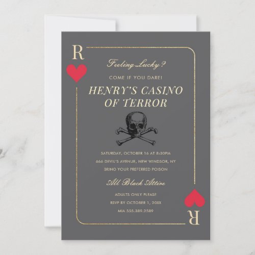 Casino Night Skull Death Party Invitation