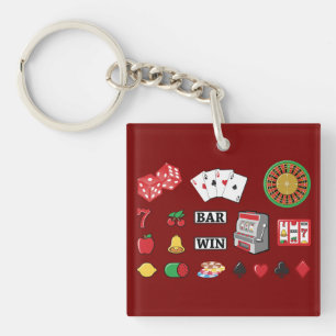 Casino Night Slot Machine Poker Lucky 7s Keychain