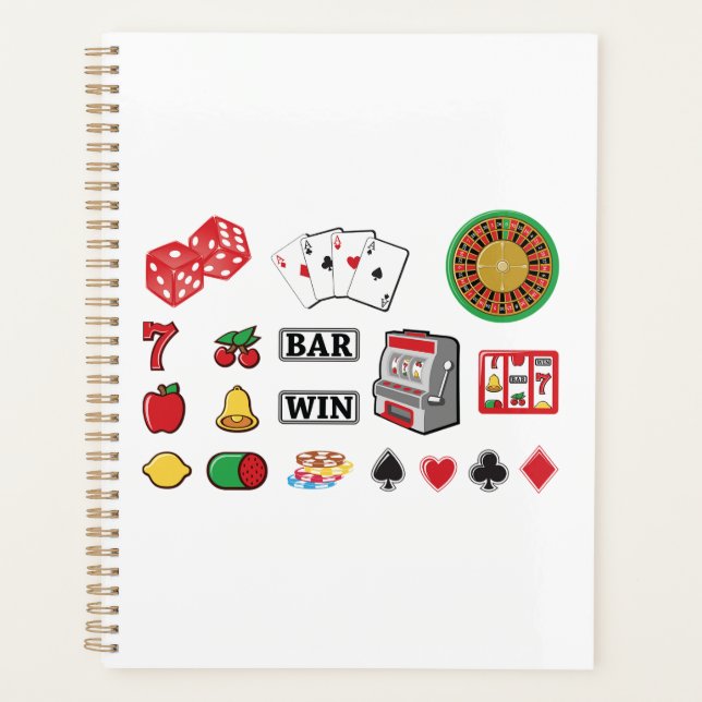 Casino Night Slot Machine Poker Lucky 7s Planner (Front)