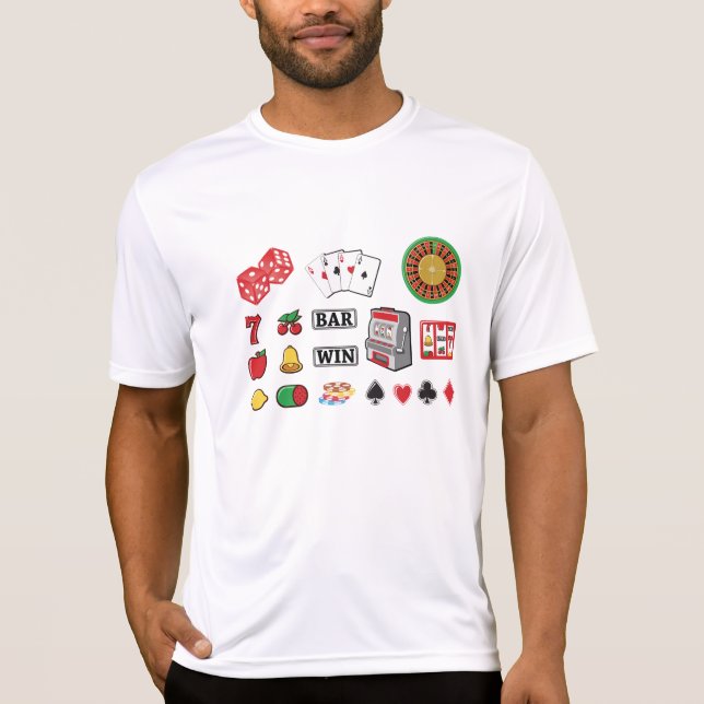 Casino Night Slot Machine Poker Lucky 7s T-Shirt (Front)