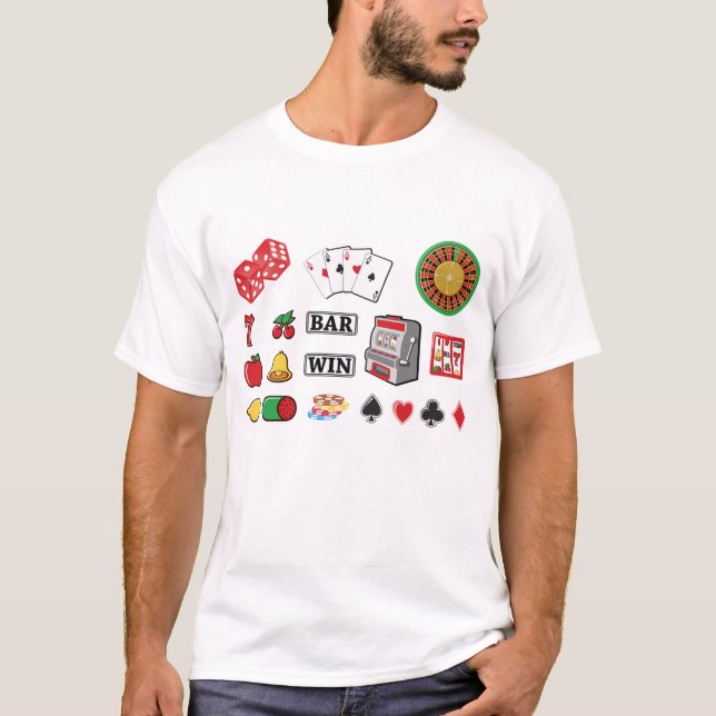 Casino Night Slot Machine Poker Lucky 7s T-Shirt (Front)