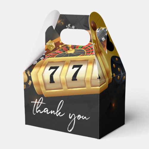 Casino Night Thank you Party Black Gold Favor Boxes