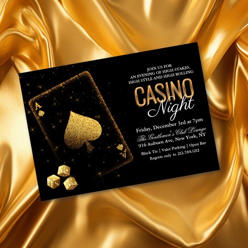 Casino Night Vegas Black and Gold Invitation