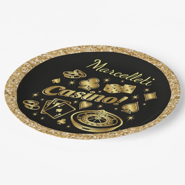 Casino Party Goods Paper Plates (Angled)