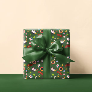 Casino Party Green Wrapping Paper