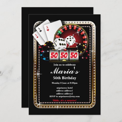 Casino party invite Poker Invitation