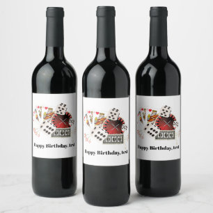 casino party invite, wine label