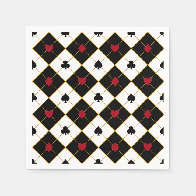 Casino Party Paper Napkins, Poker Playing Cards Napkins (Front)