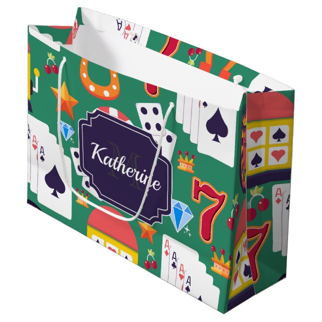 Casino Pattern Large Gift Bag (Front Angled)