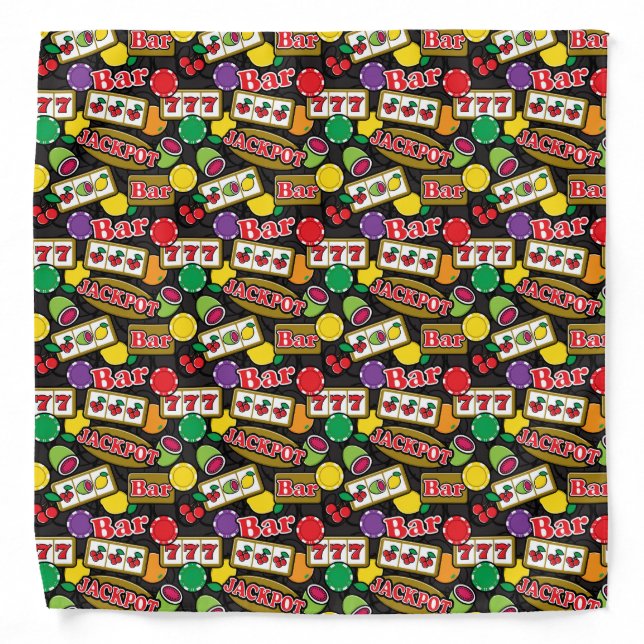 Casino Pattern of Penny Slots and Poker Chips Bandana (Front)