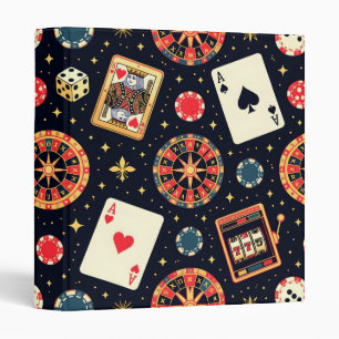 Casino pattern theme on black 3 ring binder