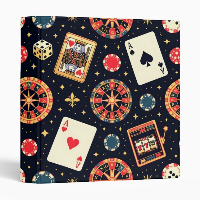 Casino pattern theme on black 3 ring binder (Front/Spine)