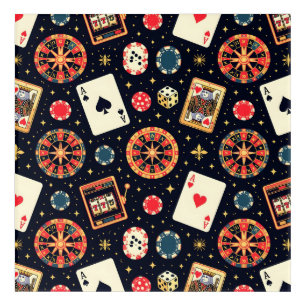 Casino pattern theme on black acrylic print