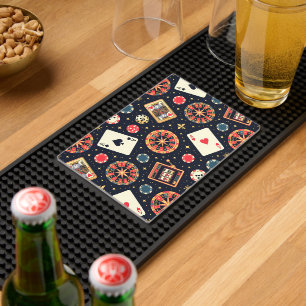 Casino pattern theme on black bar mat 