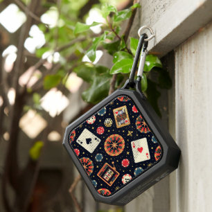 Casino pattern theme on black bluetooth speaker