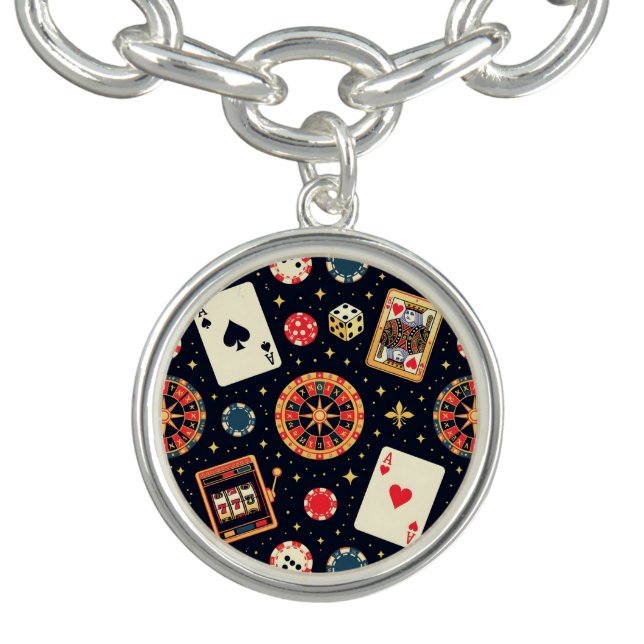 Casino pattern theme on black bracelet (Design)
