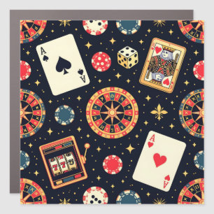 Casino pattern theme on black car magnet