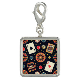 Casino pattern theme on black charm