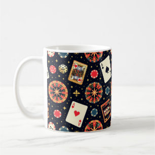 Casino pattern theme on black coffee mug