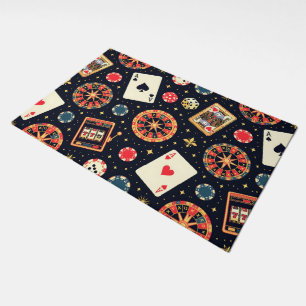 Casino pattern theme on black doormat