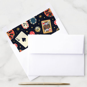Casino pattern theme on black envelope liner