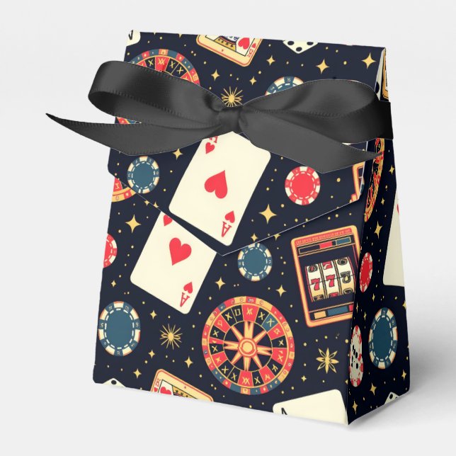 Casino pattern theme on black favor boxes (Front Side)