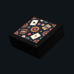 Casino pattern theme on black gift box<br><div class="desc">Casino items pattern on black background design.</div>