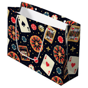 Casino pattern theme on black large gift bag
