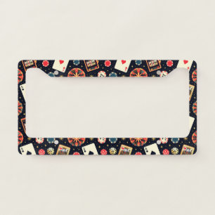 Casino pattern theme on black license plate frame
