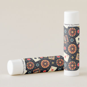 Casino pattern theme on black lip balm