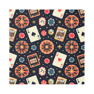 Casino pattern theme on black metal print