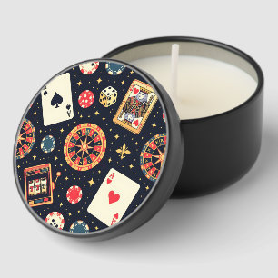 Casino pattern theme on black mini candle favors