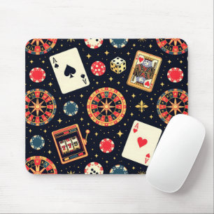 Casino pattern theme on black mouse pad