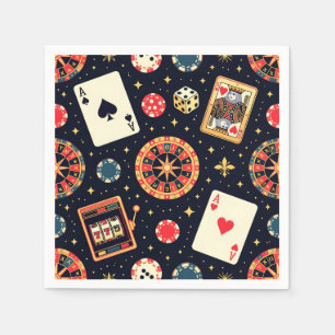 Casino pattern theme on black napkins