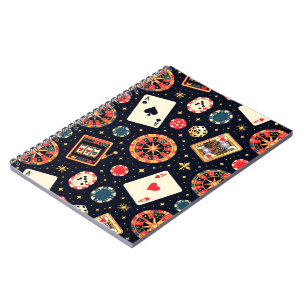 Casino pattern theme on black notebook