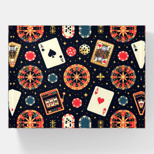 Casino pattern theme on black paperweight
