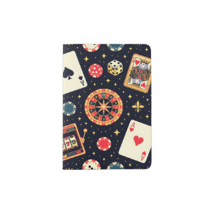 Casino pattern theme on black passport holder
