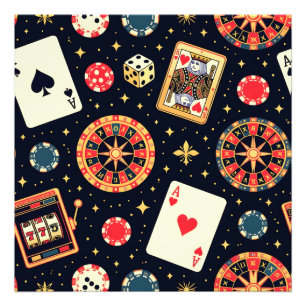 Casino pattern theme on black photo print