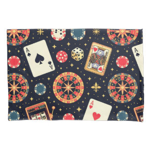 Casino pattern theme on black pillow case
