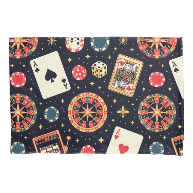 Casino pattern theme on black pillow case (Front)