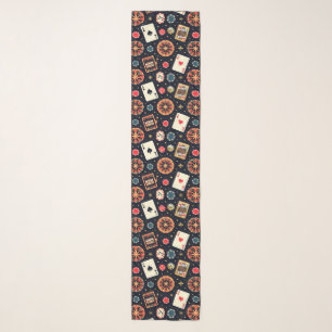 Casino pattern theme on black scarf