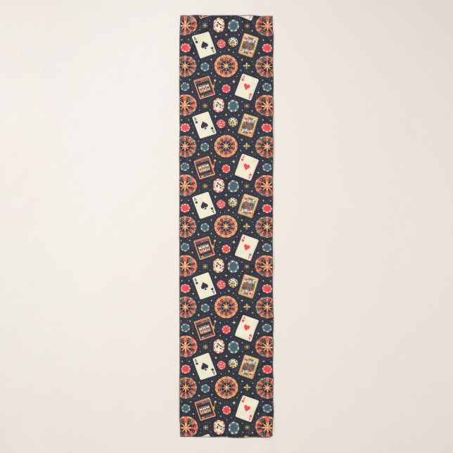 Casino pattern theme on black scarf (Front)