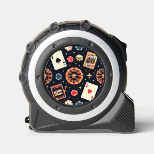 Casino pattern theme on black tape measure