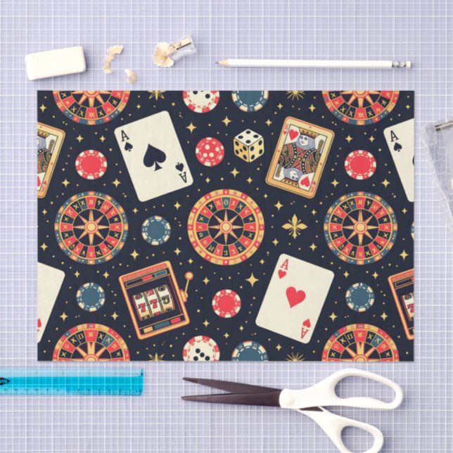 Casino pattern theme on black tissue paper (Craft)