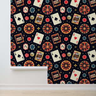 Casino pattern theme on black wallpaper 