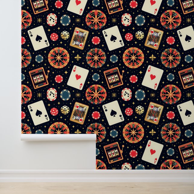 Casino pattern theme on black wallpaper  (Application)