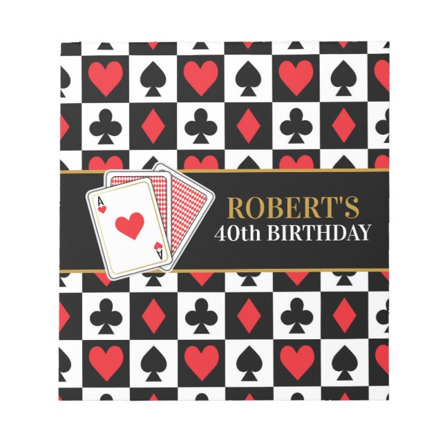 Casino Playing Card Chocolate Candy Bar Wrappers Notepad (Front)